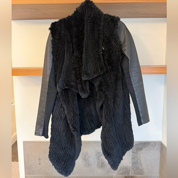 Mackage Fur and Leather Cardigan Jacket - Picture 2 of 6